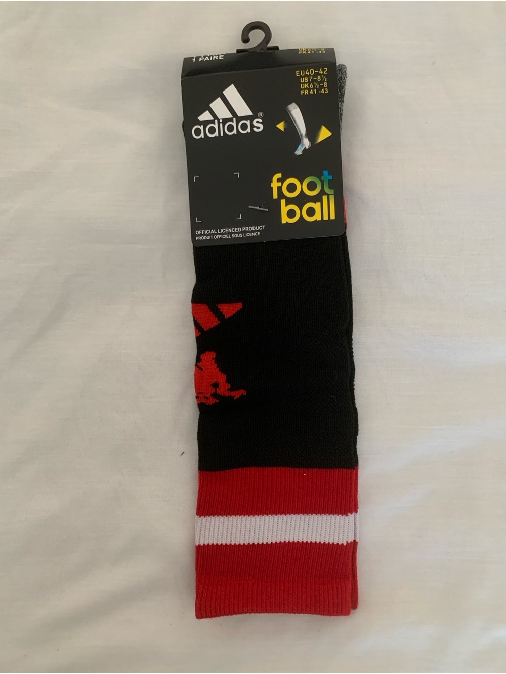Adidas Argentina Soccer Socks L Black Red M7-8.5 W6-8